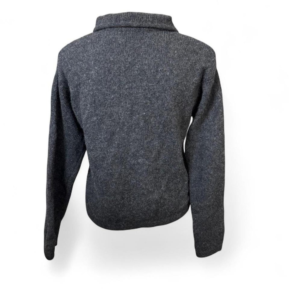Lambs Wool Grey Zip Up Sweater Size Medium Cozy Basic Fall Winter Vintage - Picture 3 of 6